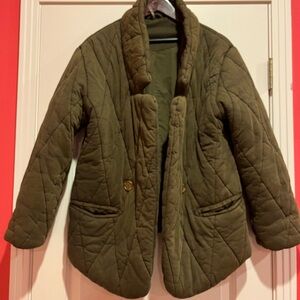 FREE PEOPLE DARK GREEN QUILTED JACKET